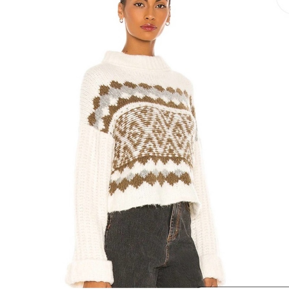 Free People Alpine Pullover Sweater Snowy Forest - Picture 4 of 9